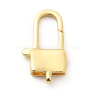 Rack Plating Brass Lobster Claw Clasps, Long-Lasting Plated, Cadmium Free & Lead Free, Lock, Real 18K Gold Plated, 26x15x4.5mm, Hole: 2x3mm(KK-K270-05G)