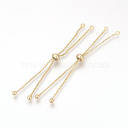 Brass Box Chain Slider Bracelet Making, Golden, 7-1/8 inch(18cm), 1.00mm, Hole: 2.00mm(X-KK-Q675-05G)
