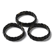 Natural Obsidian Stretch Bracelets, Faceted, Rectangle, 2-3/8 inch(6cm)(BJEW-F406-B29)