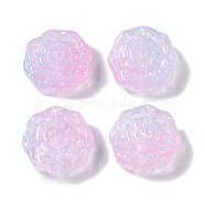 Painted Glass Beads, Flower, Plum, 15x15.5x6.5mm, Hole: 1.2mm(GLAA-S202-14B)