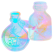 2Pcs 2 Styles PET Rainbow Window Clings Stickers, Non Adhesive Prism Sun Catchers Indoor Window Stickers for Bird Strikes, Bottle, 134~136x77~122x0.1mm, 1pc/style(DIY-GF0007-65)