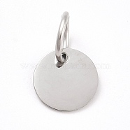 304 Stainless Steel Pendants, Flat Round, Stainless Steel Color, 15x10x0.5mm, ring: 8x1mm,  Hole: 6mm(STAS-M297-02P)