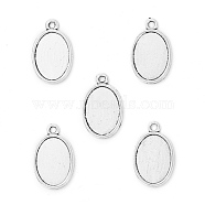 Tibetan Style Antique Silver Alloy Flat Oval Pendant Cabochon Settings, Cadmium Free & Lead Free, Plain Edge Bezel Cups, Antique Silver, Tray: 18x13mm, 24.5x16x2mm, Hole: 2mm, about 675pcs/1000g(TIBEP-M022-36AS)