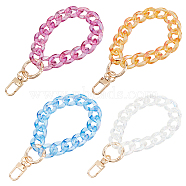 WADORN 4Pcs 4 Colors Transparent Resin Curb Chain Bag Strap, with Aluminum Clasps, for Bag Replacement Accessories, Mixed Color, 27.1~27.5cm, 1pc/color(FIND-WR0003-97)