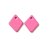 Spray Painted 201 Stainless Steel Charms, Rhombus Charms, Hot Pink, 9.5x7.5x1mm, Hole: 1.2mm(STAS-G304-18B)