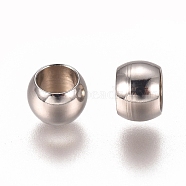 201 Stainless Steel Spacer Beads, Flat Round, Stainless Steel Color, 4x3mm, Hole: 2.5mm(X-STAS-I137-01E-P)