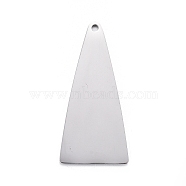 304 Stainless Steel Pendants, Stamping Blank Tag, Triangle, Stainless Steel Color, 27x12x1mm, Hole: 1.2mm(STAS-F254-23A-P)