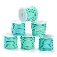 (Defective Closeout Sale)Faux Suede Cord, Faux Suede Lace, Aquamarine, 3x1.5mm, about 5.46 yards(5m)/roll, 25rolls/bag(LW-XCP0001-06)