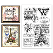 Custom PVC Plastic Clear Stamps, for DIY Scrapbooking, Photo Album Decorative, Cards Making, Eiffel Tower, 160x110mm(DIY-WH0618-0151)