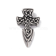 304 Stainless Steel Manual Polishing Pendants, Nordic Viking Freyr Sword Amulet Charms, Antique Silver, 42x26x5mm, Hole: 5.5mm(X-STAS-G267-23AS)