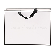 Rectangle Paper Bags, with Handles, for Gift Bags and Shopping Bags, White, 26x35x0.6cm(CARB-F007-02E-01)
