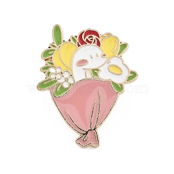 Alloy Brooches, with Enamel,  Cartoon Snake, Flower, 27x22.5mm(JEWB-R054-03G-02)