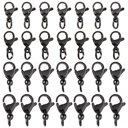 ARRICRAFT 48Pcs 4 Styles 304 Stainless Steel Lobster Claw Clasps, With Jump Ring, Electrophoresis Black, 9~12x5.5~7x3~3.5mm, Hole: 3mm, Jump Ring: 5x0.6mm, 12pcs/style (STAS-AR0001-39)