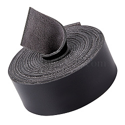PU Imitation Leather Cord, for Clothing, Flat, Black, 25x1.8mm, about 2.19 Yards(2m)/Roll(LC-WH0006-06B-08)