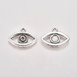 Tibetan Style Alloy Pendants, Eyes, Antique Silver, 16x21x2mm, Hole: 1.5mm(PALLOY-WH0067-28AS)