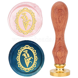 Brass Wax Seal Stamp with Rosewood Handle, for DIY Scrapbooking, Oval Pattern, 25mm(AJEW-WH0412-0005)