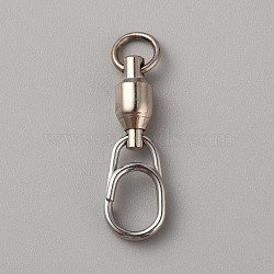 Brass with 304 Stainless Steel Fishing Fast Snap Clips, Quick Change Connectors, Platinum & Stainless Steel Color, 40x11x7mm, Hole: 6.4mm & 10.6x7.9mm(FIND-WH0152-322G)