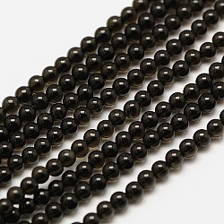 Natural Obsidian Round Bead Strands, 2mm, Hole: 0.8mm, about 184pcs/strand, 16 inch(G-A130-2mm-04)