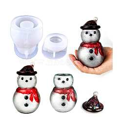 DIY Food Grade Silicone Christmas Theme Snowman Storage Box Molds, Resin Casting Molds, for UV Resin, Epoxy Resin Craft Making, White, 43~100x55~70x70mm(XMAS-PW0001-055)