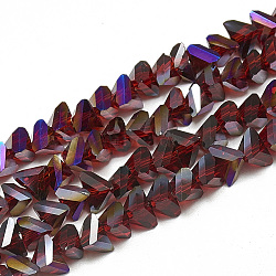 Electroplate Glass Beads Strands, Faceted Triangle, Dark Red, 6x5x4mm, Hole: 1.2mm, about 100pcs/strand, 12.99 inch(EGLA-Q103-A04)