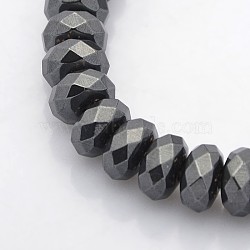 Non-magnetic Synthetic Hematite Beads Strands, Nickel Free & Lead Free, Faceted Rondelle Beads, Black, 8x5mm, Hole: 1mm, about 89pcs/strand, 15.7 inch(G-J233-01)