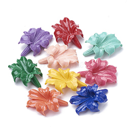 Synthetic Coral Beads, Dyed, Flower, Mixed Color, 44~45x33~34x13mm, Hole: 1.2mm(CORA-Q033-04B)