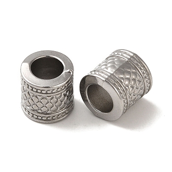 Non-Tarnish 304 Stainless Steel European Beads, Large Hole Beads, Column, Stainless Steel Color, 9.5x9.5mm, Hole: 5.5mm