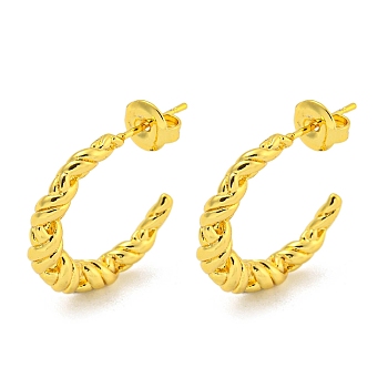 304 Stainless Steel Earrings, Half Round, Real 18K Gold Plated, 20.5x3.5mm