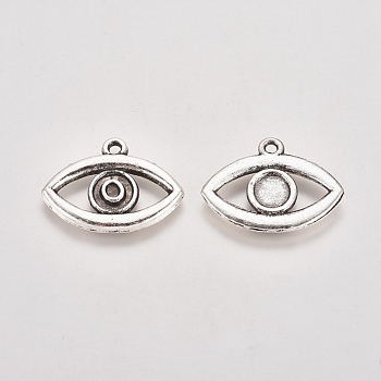 Tibetan Style Alloy Pendants, Eyes, Antique Silver, 16x21x2mm, Hole: 1.5mm