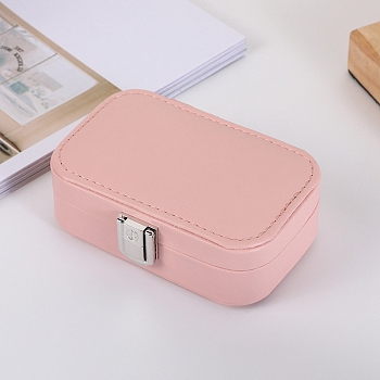 PU Leather Jewelry Packaging Box for Necklaces Earrings Storage, Pink, 7.5x12x4cm
