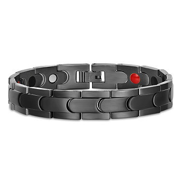 SHEGRACE Stainless Steel Watch Band Bracelets, Gunmetal, 8-5/8 inch(22cm)