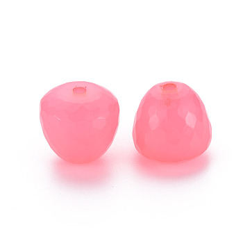 Transparent Acrylic Beads, Dyed, Faceted, Teardrop, Hot Pink, 15x14.5mm, Hole: 2mm, about 243pcs/500g