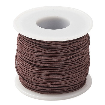 Round Polyester Elastic Cord, Adjustable Elastic Cord, with Spool, Coffee, 1mm, about 49.21 Yards(45m)/Roll