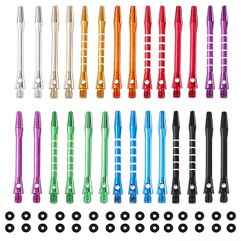 28Pcs 14 Style Alloy Dart Shafts for Soft and Steel Tips, Dart Stems, Replacement Harrows Dart Accessories, with 80Pcs Silicone O Ring Stoppers, Mixed Color, 108pcs/box