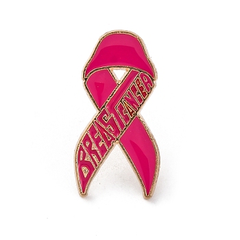 Awareness Ribbon Theme Enamel Pins, Light Golden Alloy for Backpack Clothes, Awareness Ribbon, 22.5x11.5mm