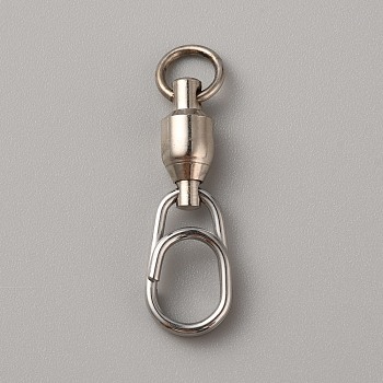 Brass with 304 Stainless Steel Fishing Fast Snap Clips, Quick Change Connectors, Platinum & Stainless Steel Color, 40x11x7mm, Hole: 6.4mm & 10.6x7.9mm