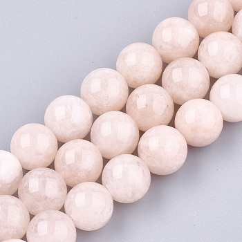 Natural Quartz Beads Strands, Round, Dyed, Pink, 10mm, Hole: 1.2mm, about 36~38pcs/strand, 14.1 inch~14.9 inch