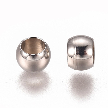 201 Stainless Steel Spacer Beads, Flat Round, Stainless Steel Color, 4x3mm, Hole: 2.5mm
