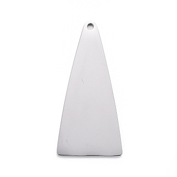 304 Stainless Steel Pendants, Stamping Blank Tag, Triangle, Stainless Steel Color, 27x12x1mm, Hole: 1.2mm