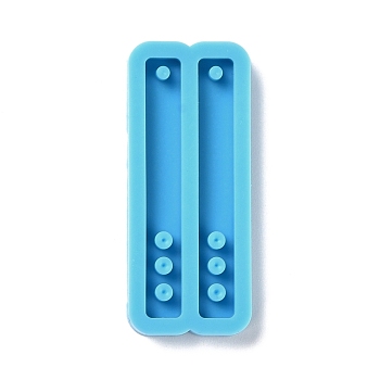 DIY Pendant Silicone Molds, for Earring Making, Resin Casting Molds, For UV Resin, Epoxy Resin Jewelry Making, Rectangle, Deep Sky Blue, 47x18x4mm, Hole: 1.8mm and 2mm, Inner Diameter: 37x5mm