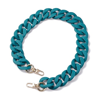 Acrylic Oval Curb Chain Bag Handles, with Alloy Swivel Clasps, for Bag Straps Replacement Accessories, Teal, 61.5cm
