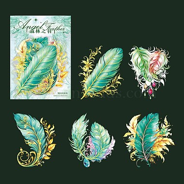 5Pcs 5 Styles Feather Waterproof PET Stickers Sets(DIY-B071-03E)-2