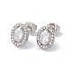 Boucles d'oreilles clous ovales zircone cubique et strass(EJEW-A080-05P)-1