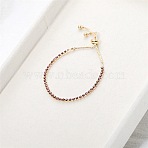 Adjustable Alloy Slider Bracelets, Cubic Zirconia Jewelry for Women, Square, Golden, Purple, 9-1/8 inch(23cm)(WGF89E4-04)