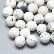 Natural Howlite Beads, Half Drilled, Round, 8mm, Half Hole: 1.2mm(G-T122-25A-06)