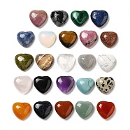 Natural & Synthetic Mixed Gemstone Cabochons, Heart, Mixed Dyed and Undyed, 15x15x6mm(G-F776-02A)