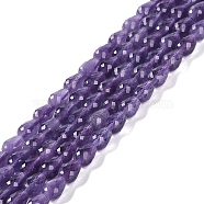 Cat Eye Beads Strands, Faceted, Teardrop, Dark Orchid, 8x6mm, Hole: 0.9mm, about 45pcs/strand, 14.76~14.96 inch(37.5~38cm)(CE-N014-02C-09)