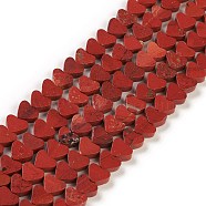 Natural Red Jasper Beads Strands, Heart, 7~7.5mm, Hole: 0.6mm, about 62pcs/strand, 14.80''~15''(37.6~38.1cm)(G-M403-A09)