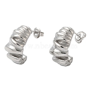 304 Stainless Steel Twist Stud Earrings, Stainless Steel Color, 22x12mm(EJEW-Z022-14P)