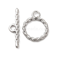304 Stainless Steel Toggle Clasps, Twist Ring, Stainless Steel Color, Ring: 17x13.5x2mm, Hole: 2.5mm, 10.5mm inner diameter, Bar: 22x5.5x2mm, hole: 2.5mm(STAS-F290-03P)